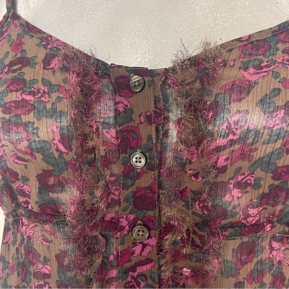 Express Sheer Floral Button-Front Camisole Purple/Black in S - Picture 4 of 4